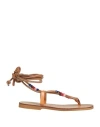 Chatulle Woman Thong Sandal Brown Size 8 Leather