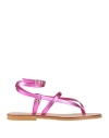 Chatulle Woman Thong Sandal Fuchsia Size 10 Leather In Pink