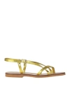 Chatulle Woman Thong Sandal Yellow Size 8 Leather In Yellow