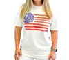 Chaudoin Creations Floral American Flag Tee Shirt In White In White