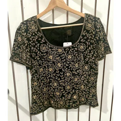 Chaudry Women's Silk Beaded Blouse In Black Multi