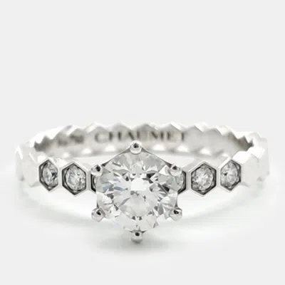 Pre-owned Chaumet 0.52 Ct 18k White Gold Diamond Be My Love Ring Eu 50 In Silver