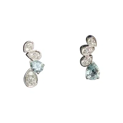 Pre-owned Chaumet 0.91ct Aquamarine 18k White Gold Joséphine Ronde D'aigrettes Earrings