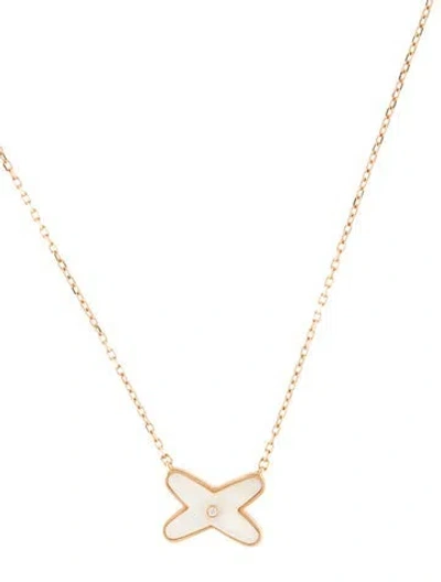 Pre-owned Chaumet 14k Diamond & Mother Of Pearl Jeux De Liens Pendant Necklace, 16.25" In Multi