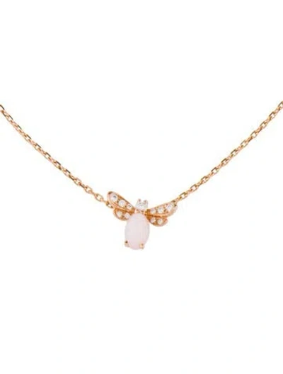 Pre-owned Chaumet 18k Diamond & Opal Attrape-moi Bee Pendant Necklace, 16" In Multicolor