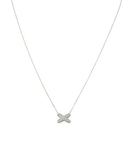 Pre-owned Chaumet 18k Diamond Jeux De Liens X Pendant Necklace, 16.5" In Multi