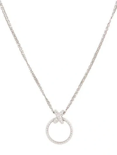 Pre-owned Chaumet 18k Diamond X Circle Pendant Necklace, 16.5" In Multicolor