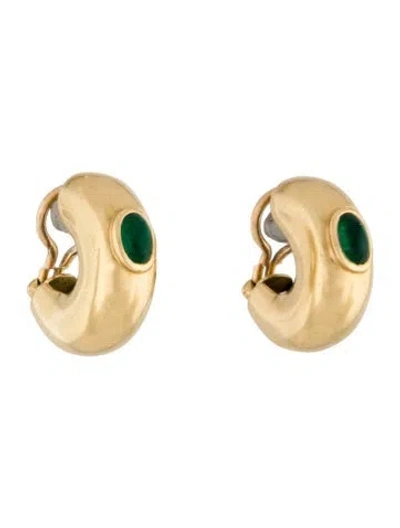 Pre-owned Chaumet 18k Emerald Clip-on Huggies In Multi