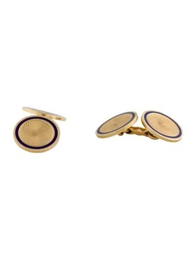 Pre-owned Chaumet 18k Enamel Cufflinks In Blue