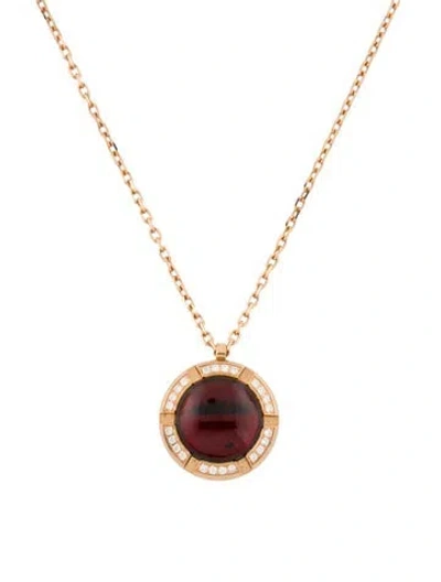 Pre-owned Chaumet 18k Garnet & Diamond Pendant Necklace, 16.75" In Multi