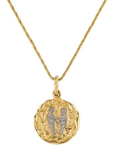 Pre-owned Chaumet 18k Gemini Zodiac Pendant Necklace, 15.75" In Multi