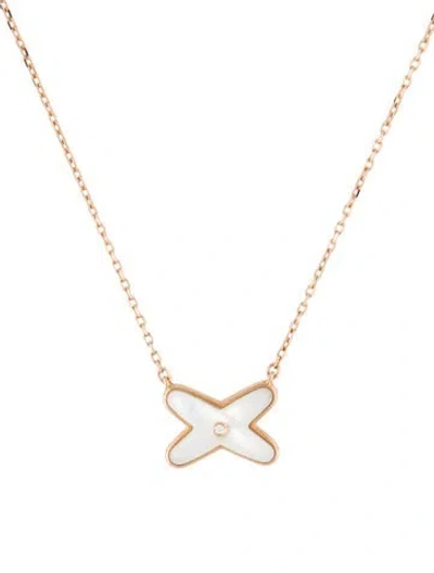 Pre-owned Chaumet 18k Mother Of Pearl & Diamond Jeux De Liens Pendant Necklace, 16.5" In Multi
