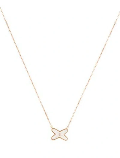 Pre-owned Chaumet 18k Mother Of Pearl & Diamond Liens Pendant Necklace, 16" In Gold