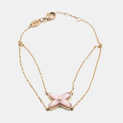 Pre-owned Chaumet 18k Rose Gold Diamond Liens Bracelet In Multi