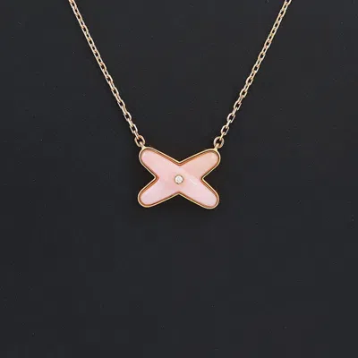 Pre-owned Chaumet 18k Rose Gold Diamond Liens Necklace In Multi