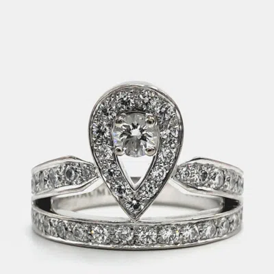 Pre-owned Chaumet 18k White Gold Diamond Josephine Aigrette Ring Eu 51 In Multi