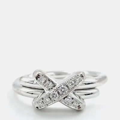 Pre-owned Chaumet 18k White Gold Diamond Liens Ring In Multi