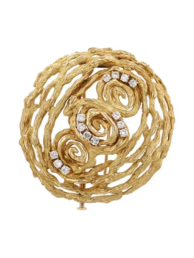 Pre-owned Chaumet 1970's  Diamond Brooch In Gold