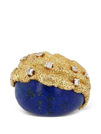 Pre-owned Chaumet 1970 Lapis Lazuli And Diamond Ring In Gold