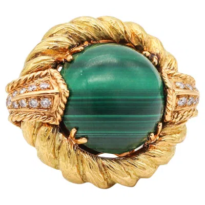 Pre-owned Chaumet 1970 Paris Cocktail Ring In 18kt With 15.70 Cts In Diamonds & Malachite In Multi