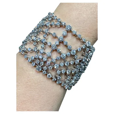 Pre-owned Chaumet 1980s  18k Gold And Diamond Cobweb Bracelet In Its Original Box In Multi