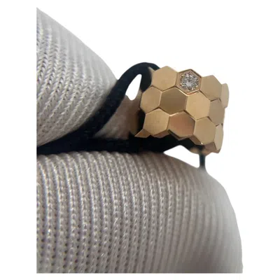 Pre-owned Chaumet Bee My Love Bracelet 18k Rose Gold Honeycomb Cord In Red