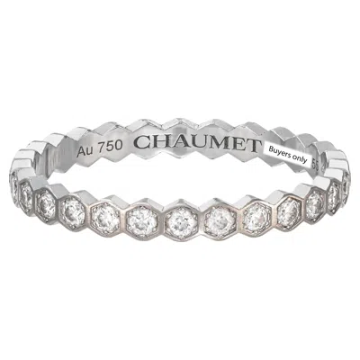 Pre-owned Chaumet Bee My Love Diamond 18 Kt White Gold Band Ring Size 55 With Box