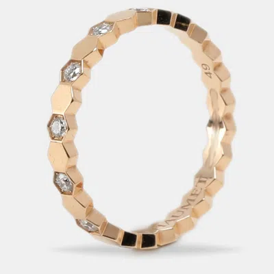 Pre-owned Chaumet Bee My Love Diamond 18k Rose Gold Band Ring Size 49