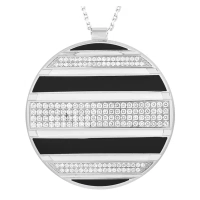 Pre-owned Chaumet Class One 18k White Gold 2.0ct Diamond Black And White Enamel Necklace