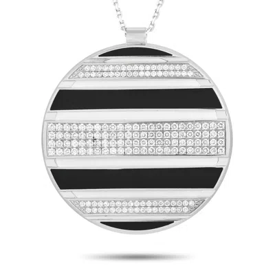 Chaumet Class One 18k White Gold 2.0ct Diamond Black And White Enamel Necklace Ch04-052424