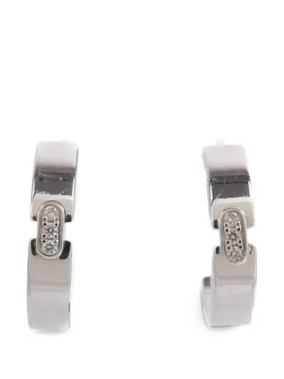 Pre-owned Chaumet Diamond Hoop Earrings In 银色