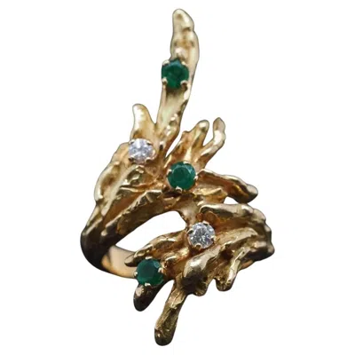 Pre-owned Chaumet Estate  Paris 18k Yellow Gold Emerald And Diamond Ring - Vhk#990