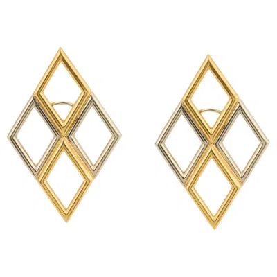 Pre-owned Chaumet French Vintage 18k Yellow And White Gold Earrings