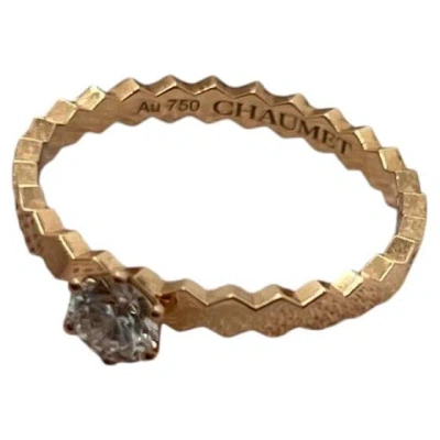 Pre-owned Chaumet Gia  Be My Love Series Rose Gold Honeycomb 0.32ct Diamond Ring Size 55 In Red