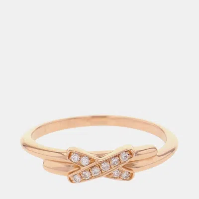 Pre-owned Chaumet Jeux De Liens 18k Rose Gold Diamonds Ring Eu 48