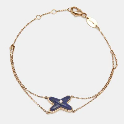 Pre-owned Chaumet Jeux De Liens Diamond Lapis Lazuli 18k Rose Gold Bracelet