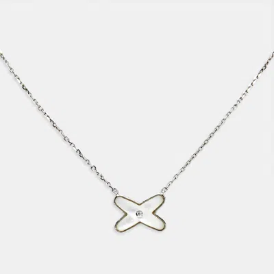 Pre-owned Chaumet Jeux De Liens Diamond Mother Of Pearl 18k White Gold Necklace