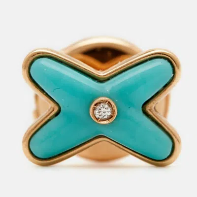 Chaumet Jeux De Liens Diamond Turquoise 18k Rose Gold Single Earring