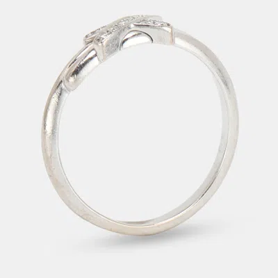 Pre-owned Chaumet Jeux De Liens Diamonds 18k White Gold Ring Size 51 In Silver
