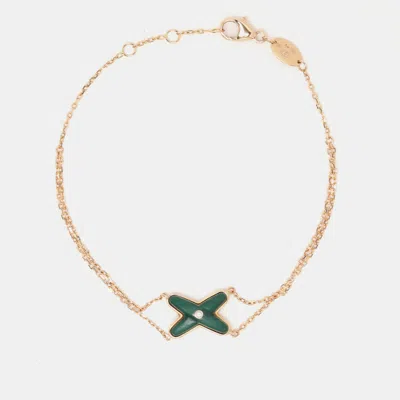 Pre-owned Chaumet Jeux De Liens Malachite Diamonds 18k Rose Gold Bracelet