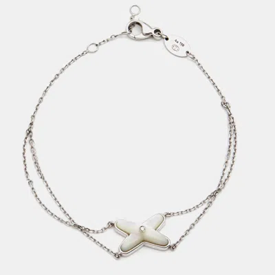 Pre-owned Chaumet Jeux De Liens Mother Of Pearl Diamond 18k White Gold Bracelet