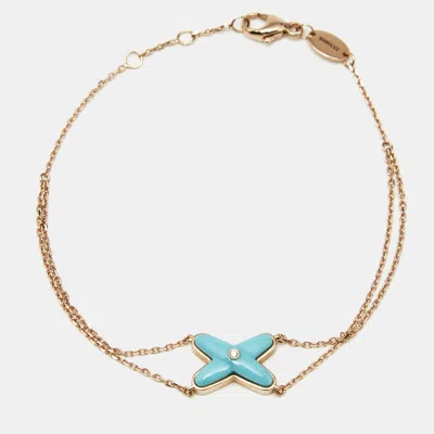 Pre-owned Chaumet Jeux De Liens Turquoise Diamond 18k Rose Gold Bracelet