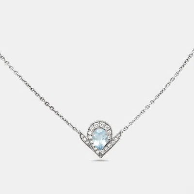 Pre-owned Chaumet Josephine Aigrette Aquamarine Diamond 18k White Gold Necklace