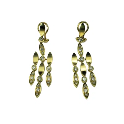 Pre-owned Chaumet Paris 18k Yellow Gold And Diamond Dangle Clip On Earrings #21965