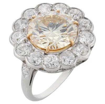 Pre-owned Chaumet Paris Gia 3.81 Carat Diamond Platinum Cluster Ring In Multiple