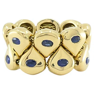 Pre-owned Chaumet Paris Tsouka 18k Gold Flexible Sapphire Teardrop Ring In Blue
