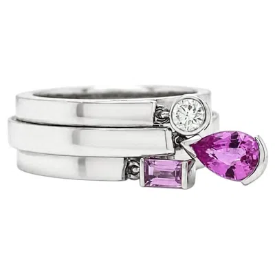 Pre-owned Chaumet Pink Sapphire And Diamond 18 Carat Gold Charm Ring