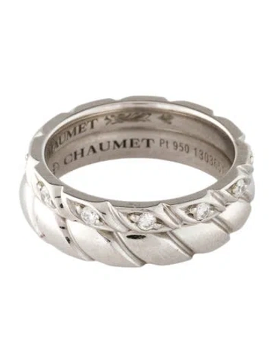 Pre-owned Chaumet Platinum & Diamond Torsade De  Wedding Band Set In Multi