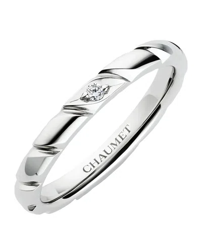 Chaumet Platinum And Diamond Torsade De  Wedding Band In Grey