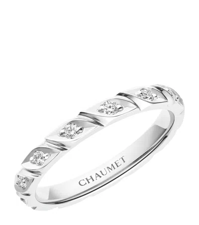 Chaumet Platinum And Diamond Torsade De  Wedding Band In Grey